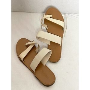 Justfab Flat Sandals Cognac Cloey Sz 10